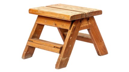 wooden step stool isolated on transparent background