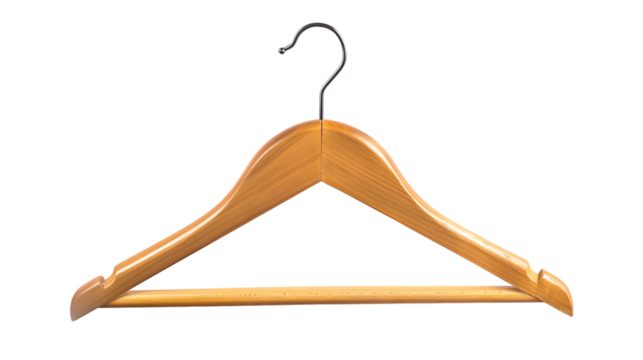 wooden clothes hanger isolated on transparent background