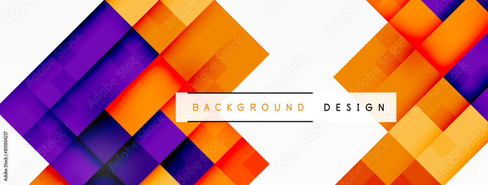 Poster vibrant orange triangles and amber rectangles create a colorful geometric pattern on a white backgro