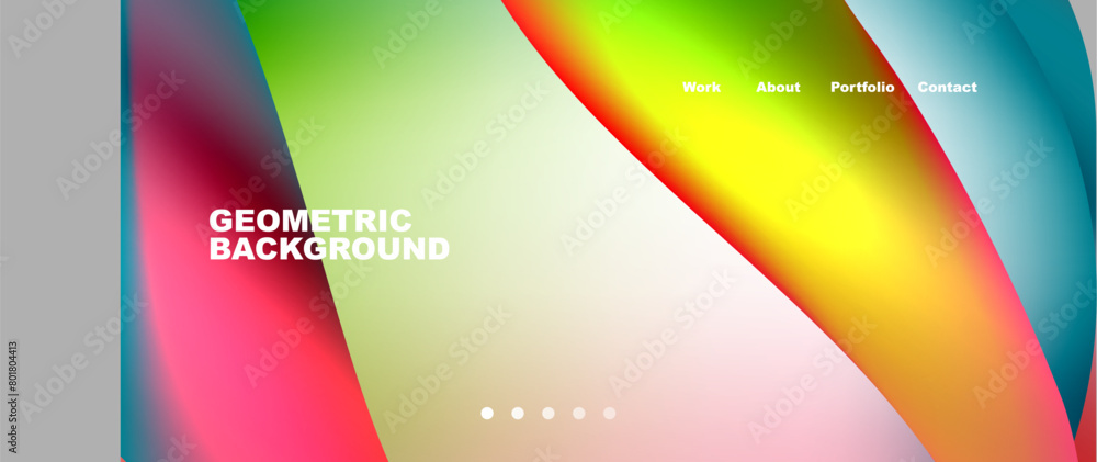 Aufkleber A vibrant geometric background featuring a rainbow of colors including magenta. The design includes rectangles, circles, and triangles in a colorful display