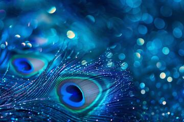 Peacock Blue Glitter Defocused Abstract Twinkly Lights Background, shimmering blurred lights with vibrant peacock blue tones.