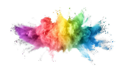 Fototapeta premium Colorful rainbow powder explosion on a transparent background. Generative AI