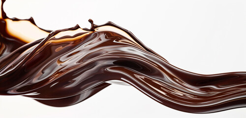 Rich espresso wave abstract, deep and invigorating rich espresso wave flowing smoothly on a white background.