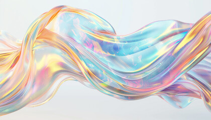 Radiant opal wave flow, shimmering and multi-hued opal wave isolated on a white background.