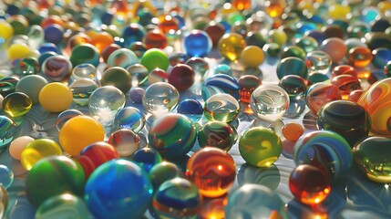 A kaleidoscope of marbles scattered on the floor