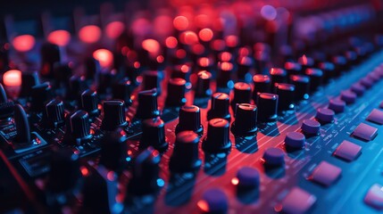 Obraz premium studio table of mixage buttons and speakers