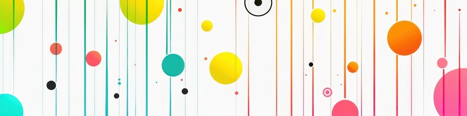 minimalistic  lines circles simple shapes and lines, vertical lines of solid bold neon colours