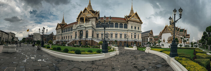Phra Thinang Chakri Maha Prasat Grand Palace Bangkok Panorama