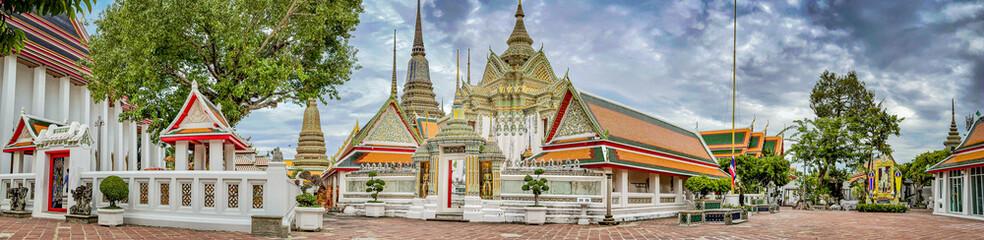 Wat Po Bangkok Buddhist Temple Pano without people