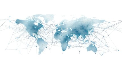 map of the global network in dots and lines, white color of background