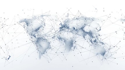 map of the global network in dots and lines, white color of background