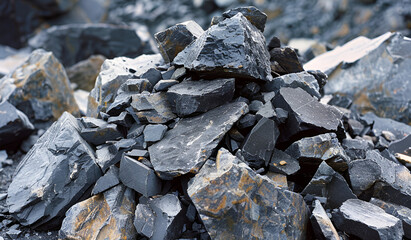 Small pile of minerals extracted in a rare earth mine 