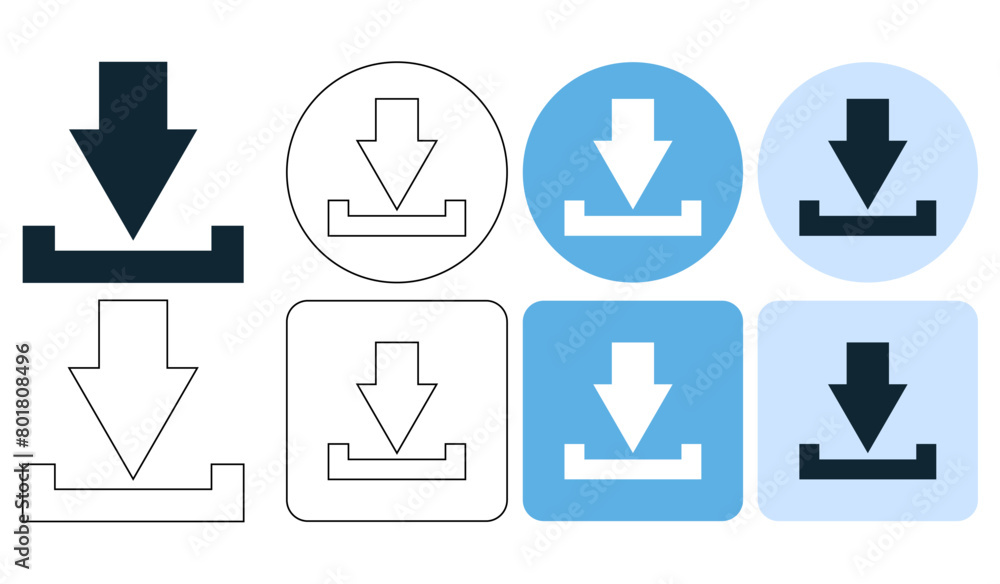 Poster download, down arrow icon symbol ui and ux design, glyphs and stroke line icon