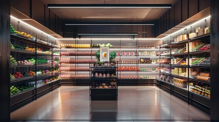 modern urban supermarket with an empty aisle