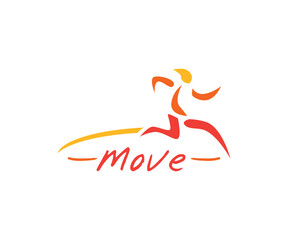 Person move or run logo icon design template