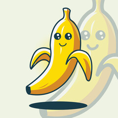 Banana Character Mascot Logo Illustration with yellow color