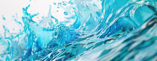 blue splashes of water on white background