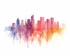 Fototapeta premium An abstract watercolor painting of a cityscape