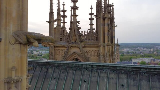 Cathedrale Saint-Etienne de Metz - Metz Cathedral With Garrison Temple In The Distance In Metz, France. - aerial shot