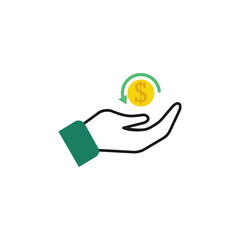 Hand Holding Coin. Cash Back icon