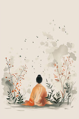 A vector illustration of a person in a zen meditation pose on a white background. This calming artwork utilizes minimalistic design to convey a sense of peace and clarity, perfectly capturing 