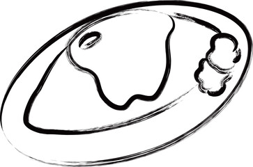 筆書き食べ物アイコン　オムレツ　オムライス
