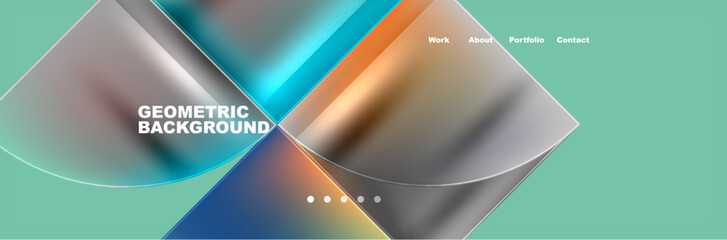 Obraz premium A vibrant geometric background with a rainbow of colors in tints and shades of azure, aqua, and electric blue. The pattern features triangles and symmetry, resembling a waterlike design