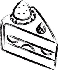 筆書き食べ物アイコン　ショートケーキ