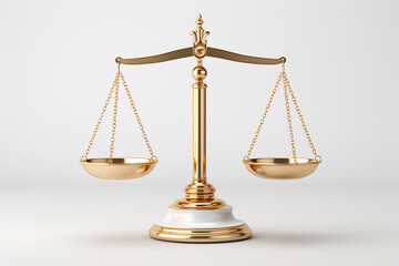 Scales of justice isolated on white background. 3D rendering
