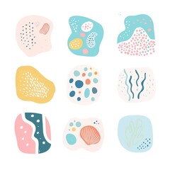 color watercolor shapes on white background