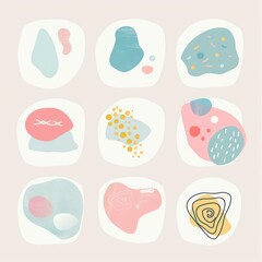 color watercolor shapes on white background