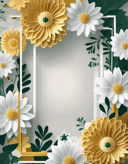 Greeting Card Design with a daisy flower frame. Mother's Day Card. Copy space.
