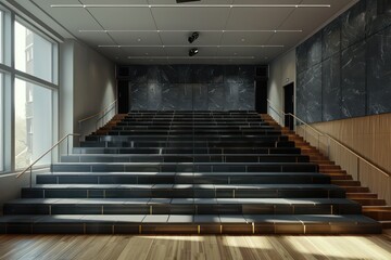 Fototapeta premium spacious room with many seats, designed in the modern and sleek style