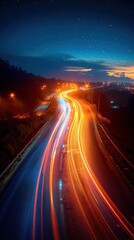 Fototapeta na wymiar acceleration speed motion on night road