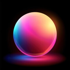 multi color diffused gradient sphere glowing, on black background