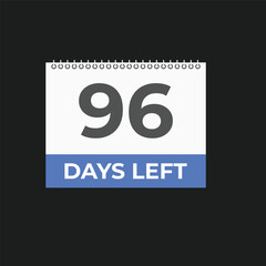 96 days to go countdown template. 96 day Countdown left days banner design. 96 Days left countdown timer