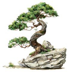 bonsai tree  cartoon watercolor