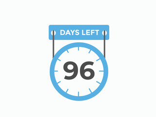 96 days to go countdown template. 96 day Countdown left days banner design. 96 Days left countdown timer