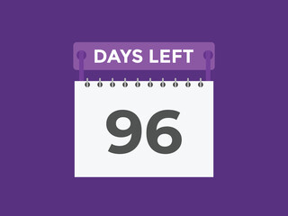 96 days to go countdown template. 96 day Countdown left days banner design. 96 Days left countdown timer