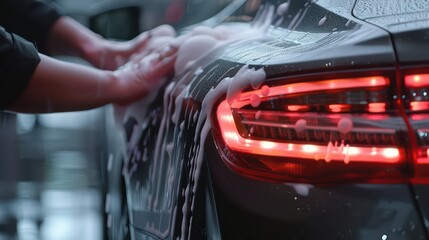 man hand washing car cleaning, car maintenance