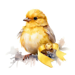 カナリアの水彩イラスト