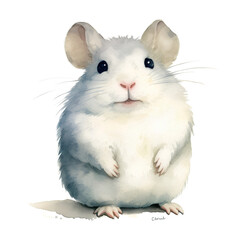 水彩で描いたチンチラのイラスト