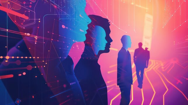 abstract neural network visuals design of futuristic marketing event