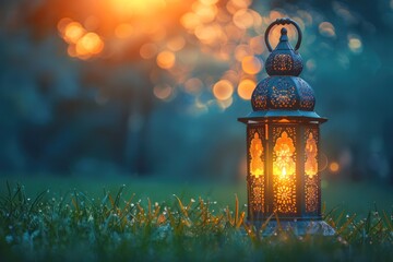 Ai Generative photo of a ramadan lantern in gaeden