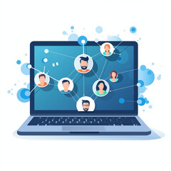 ノートパソコンとネットワークのイメージイラスト