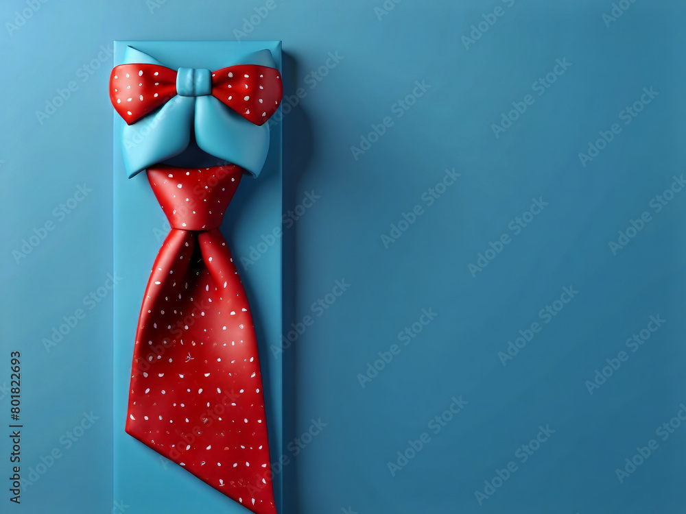 Fototapete 3d Rendering. Design a banner for Father's Day on a blue background with a copy space design.