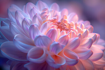 Close up of a pink peony flower with blurry background
