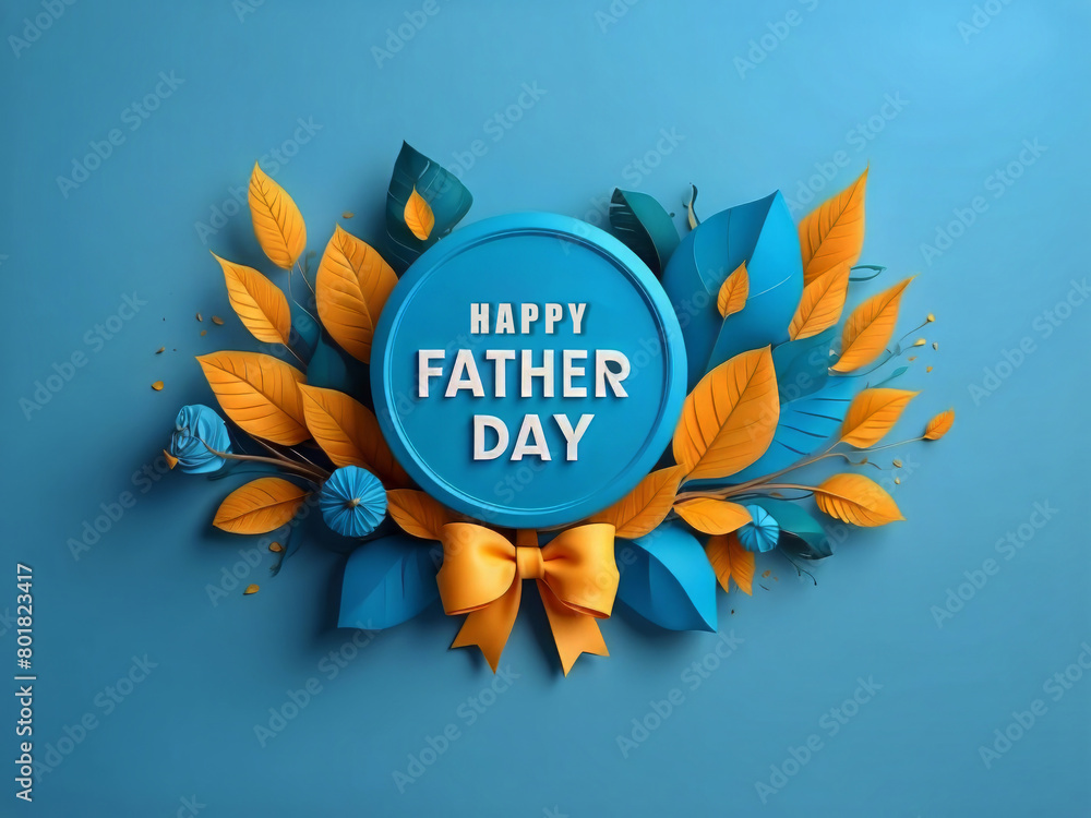 Fototapete 3d rendering. design a banner for father's day on a blue background with a copy space design.