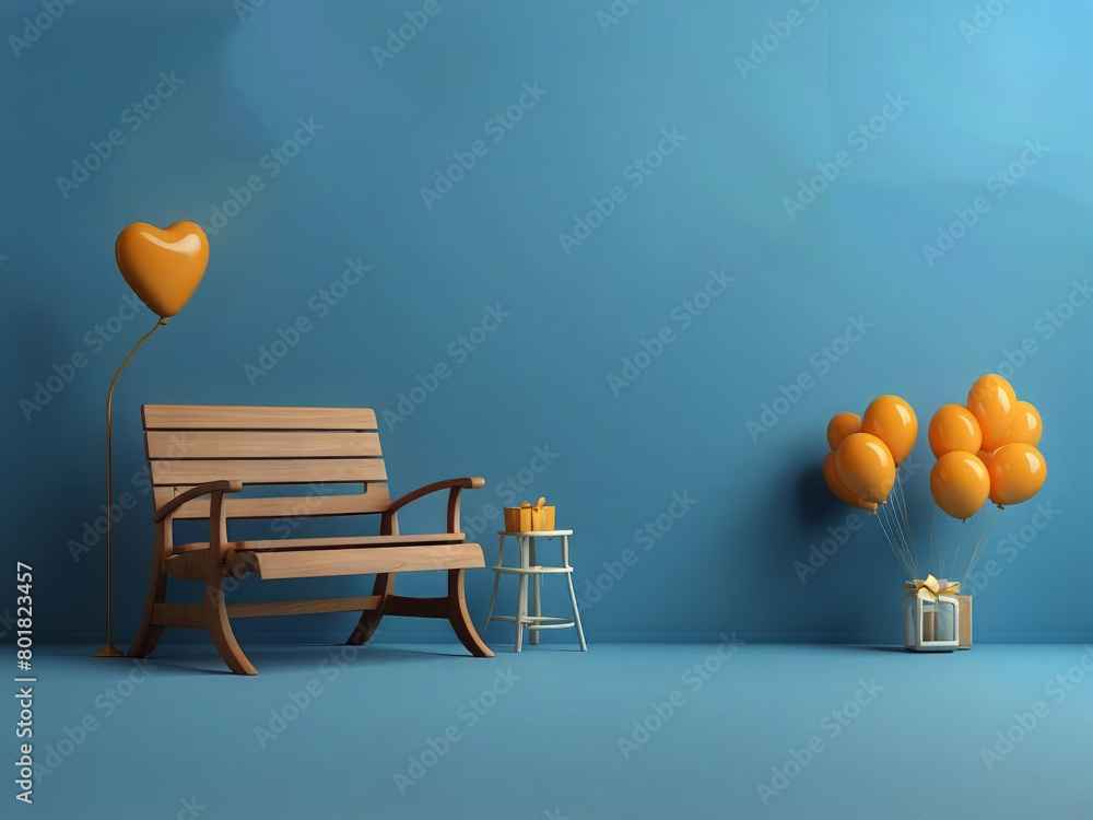 Fototapete 3d rendering. design a banner for father's day on a blue background with a copy space design.