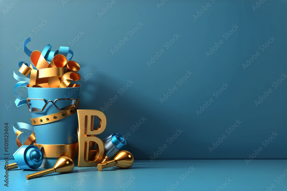 Fototapete 3d rendering. design a banner for father's day on a blue background with a copy space design.